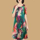 Short-sleeve Tie Dye Shift Dress