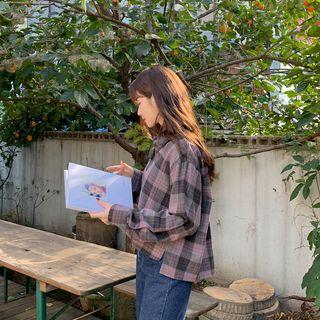 Plaid Flannel Short Shirt Dark Gray - One Size
