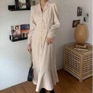 Long-sleeve Lapel Blazer Mermaid Dress