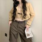 Plain Cropped Jacket / Tube Top / Loose Fit Pants