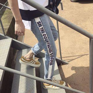 Lettering Panel Jeans
