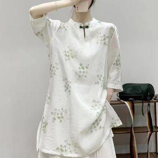 3/4-sleeve Print Tunic / Wide Leg Pants