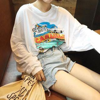 Oversized Long-sleeve Printed T-shirt