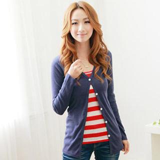 Long Sleeve Cardigan Dark Blue - One Size