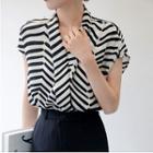 Cap-sleeve Print Blouse / Dress Pants