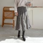 Floral Long Flare Skirt Black - One Size