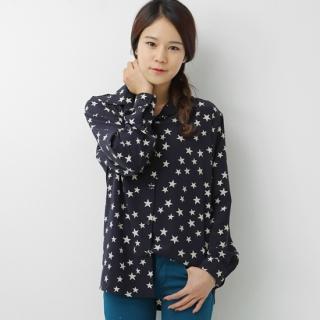 Star Print Dip-back Blouse