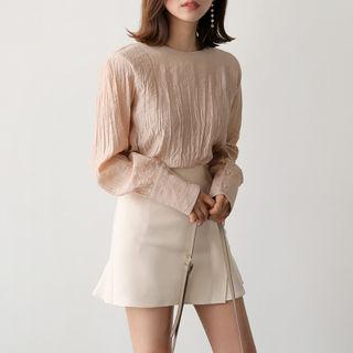 Button-back Textured Top