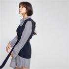 V-neck Slit-side Vest With Belt