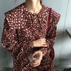 Leopard Print Sailor Collar Midi Shirt Dress