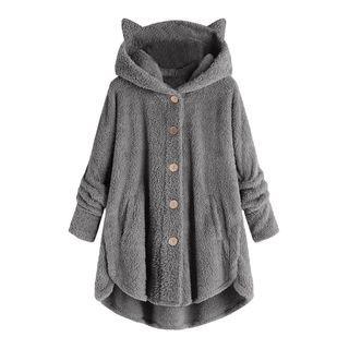 Fleece Button-up Hoodie