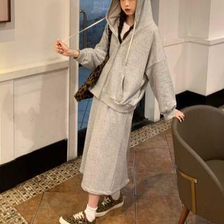 Set: Zip Hoodie + Midi A-line Skirt