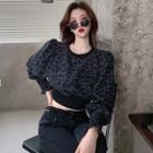Leopard-print Crop Sweatshirt