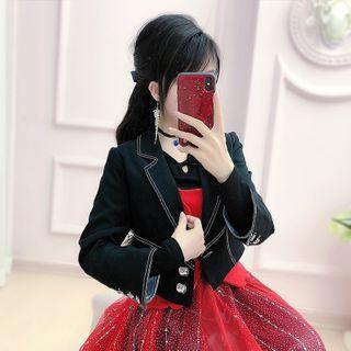 Contrast Stitching Cropped Blazer