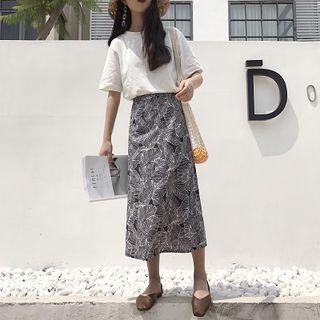 Print High-waist Midi-skirt