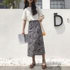 Print High-waist Midi-skirt