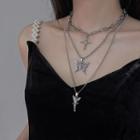 Rhinestone Angel / Cross / Butterfly Pendant Necklace / Set