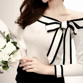 Off-shoulder Ribbon Top