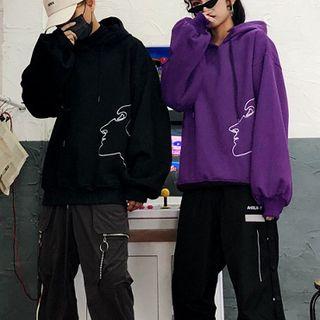 Silhouette Face Embroidered Hoodie