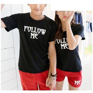 Couple Matching Letter Short-sleeve T-shirt