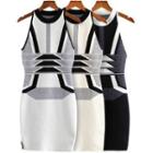 Halter-neck Geometric Print Knit Dress