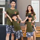 Family Set: Print Short-sleeve T-shirt + Camouflage Shorts