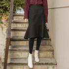 Ruffle-hem Textured Midi Skirt