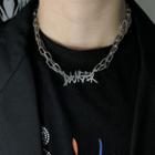 Lettering Choker Necklace Silver - One Size