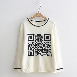 Embroidered Sweater White - One Size