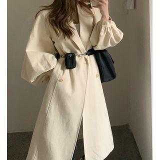 Long-sleeve Plain Tie-waist Coat