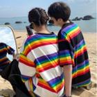 Couple Matching Rainbow Striped T-shirt