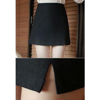 Cutout-hem Wool Blend Mini Skirt