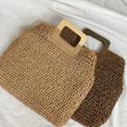 Square-handle Rattan Tote Bag