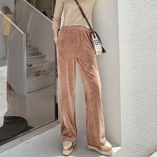 Velvet High-waist Straight-cut Pants