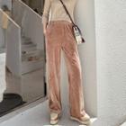 Velvet High-waist Straight-cut Pants