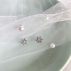 Snowflake 925 Sterling Silver Stud Earring E205 - Platinum - One Size