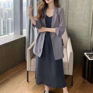 Plain Blazer / Spaghetti-strap Dress / Set