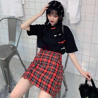 Short Sleeve Collared Frog-button Top