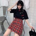 Short Sleeve Collared Frog-button Top