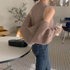 Set: Sleeveless Knit Top + Cable-knit Bolero