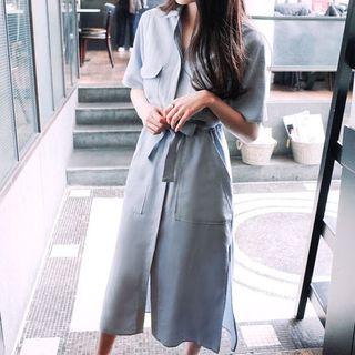 Tie-waist Short-sleeve Shirtdress