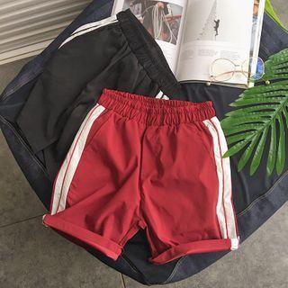 Couple Matching Contrast Lining Wide-leg Shorts