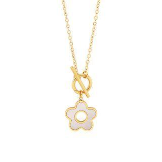 Flower Shell Pendant Stainless Steel Necklace Necklace - Gold - One Size