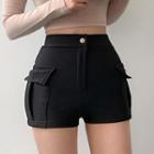 High-waist Pocket Detail Hot Pants