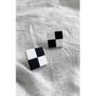 Checked Square Earrings Black & White - One Size