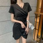 Short-sleeve Irregular Mini Dress