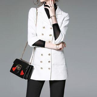 Double-breasted 3/4-sleeve Long Blazer