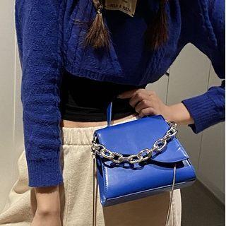 Asymmetrical Faux Leather Flap Crossbody Bag