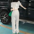 Short-sleeve Cross Print Cropped T-shirt / Sweatpants