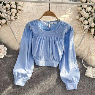 Long Sleeve Smocked Blouse
